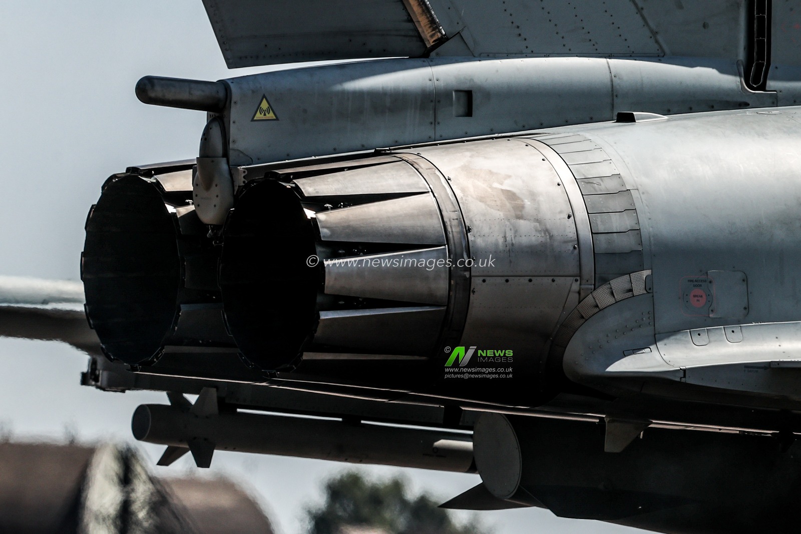 A close up view of the Eurofighter Typhoon engines at RAF Coningsby, Coningsby, United Kingdom on 20 July 2026

(Photo by Alfie Cosgrove/News Images)