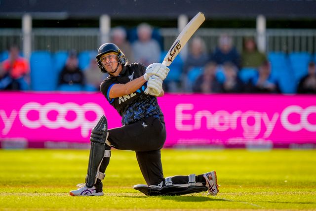 Sophie Devine of New Zealand hits three sixes in an over during the England Women v New Zealand 1st Vitality IT20 match at The Central Co-Op County Ground, Derby, United Kingdom on 20 May 2026

(Photo by Maynard Manyowa/News Images)