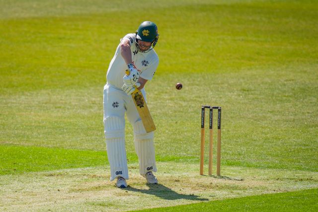 Ben Slater plays and misses during Leicestershire County Cricket Club vs Nottinghamshire County Cricket Club in Country Cricket Division One Day 1 at Grace Road, Leicester, United Kingdom on 01 May 2026

(Photo by Maynard Manyowa/News Images)