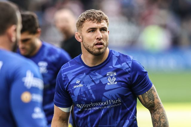Sam Powell of Warrington Wolves in the pre-game warm up during the Betfred Super League round 21 match Warrington Wolves vs Wigan Warriors at Halliwell Jones Stadium, Warrington, United Kingdom, 8th August 2025

(Photo by Alfie Cosgrove/News Images)