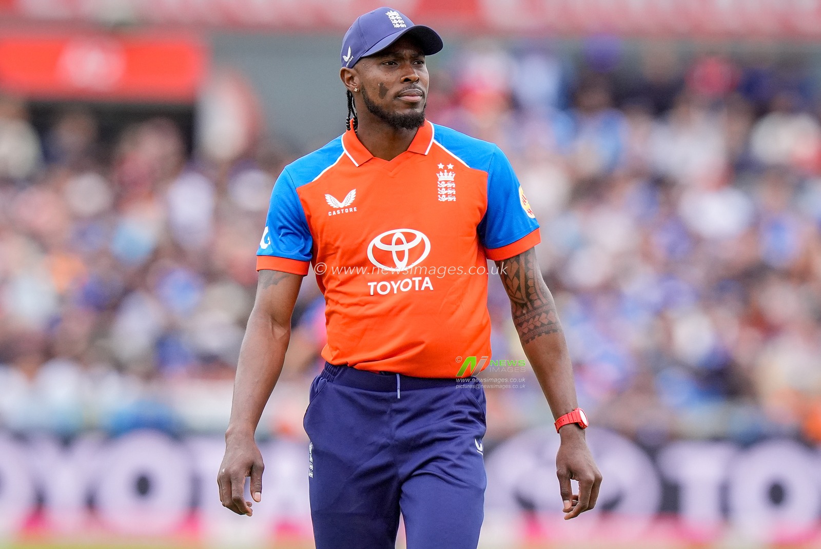 Jofra Archer of England during the Second Vitality T20 International match England vs India at Old Trafford, Manchester, United Kingdom on 04 July 2026

(Photo by Maynard Manyowa/News Images)