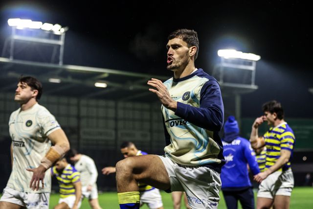Sam Stone of Warrington Wolves in the pre-game warm up during the Betfred Challenge Cup match Warrington Wolves vs Sheffield Eagles at The Halliwell Jones Stadium, Warrington, United Kingdom on 06 February 2026

(Photo by Alfie Cosgrove/News Images)