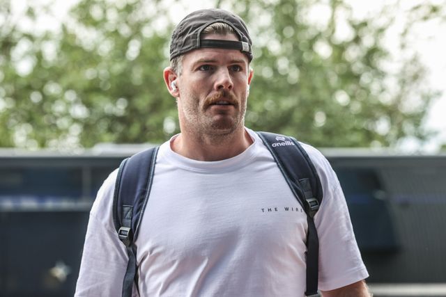 Lachlan Fitzgibbon of Warrington Wolves arrives during the Betfred Super League Round 23 match Huddersfield Giants vs Warrington Wolves at Accu Stadium, Huddersfield, United Kingdom, 24th August 2025

(Photo by Alfie Cosgrove/News Images)