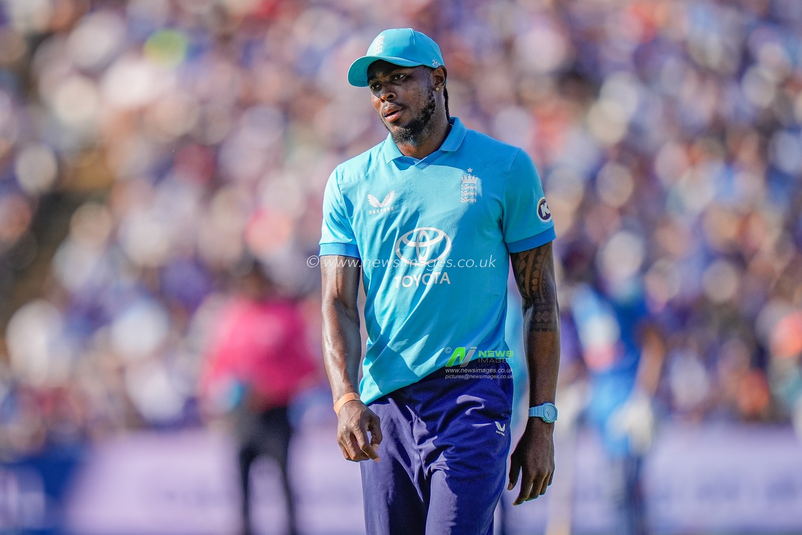 Jofra Archer of England dejected at the end of the match after India beat England during the 1st Metro Bank ODI match England vs India at Edgbaston, Birmingham, United Kingdom on 14 July 2026

(Photo by Maynard Manyowa/News Images)