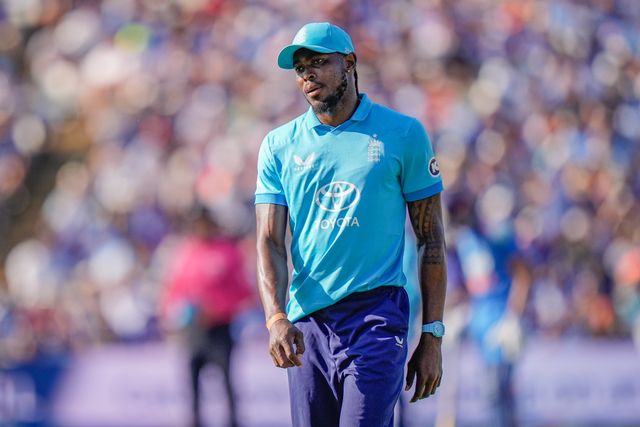 Jofra Archer of England dejected at the end of the match after India beat England during the 1st Metro Bank ODI match England vs India at Edgbaston, Birmingham, United Kingdom on 14 July 2026

(Photo by Maynard Manyowa/News Images)