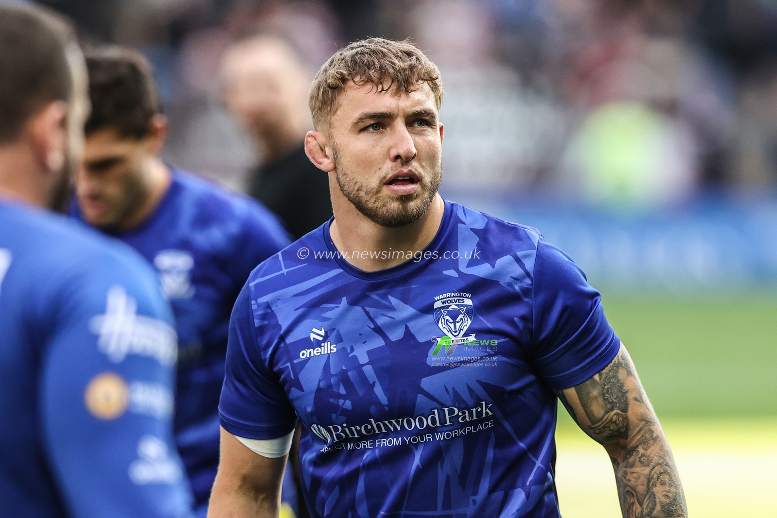 Sam Powell of Warrington Wolves in the pre-game warm up during the Betfred Super League round 21 match Warrington Wolves vs Wigan Warriors at Halliwell Jones Stadium, Warrington, United Kingdom, 8th August 2025

(Photo by Alfie Cosgrove/News Images)