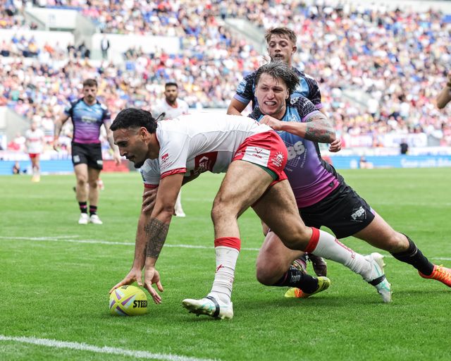 Tyrone May of Hull KR goes over for a try during the Betfred Super League Magic Weekend match Hull KR vs Hull FC at Hill Dickinson Stadium, Liverpool, United Kingdom on 04 July 2026

(Photo by Mark Cosgrove/News Images)