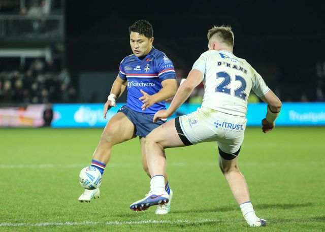 Masin Lino of Wakefield Trinity knocks ball on during the Betfred Super League Round 1 match Wakefield Trinity vs Toulouse Olympique at DIY Kitchens Stadium, Wakefield, United Kingdom on 14 February 2026

(Photo by Richard Bierton/News Images)