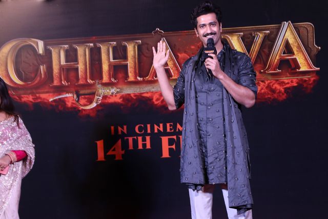 Bollywood actor Vicky Kaushal promoted his upcoming film Chhaava. Vicky played Maratha king Chatrapati Sambhaji Maharaj in the film, which is directed by Laxman Utekar and is slated for a February 14 release in Kolkata on February 7, 2025. Pictures by Debajyoti Chakraborty.(Photo: Debajyoti Chakraborty/News Images)