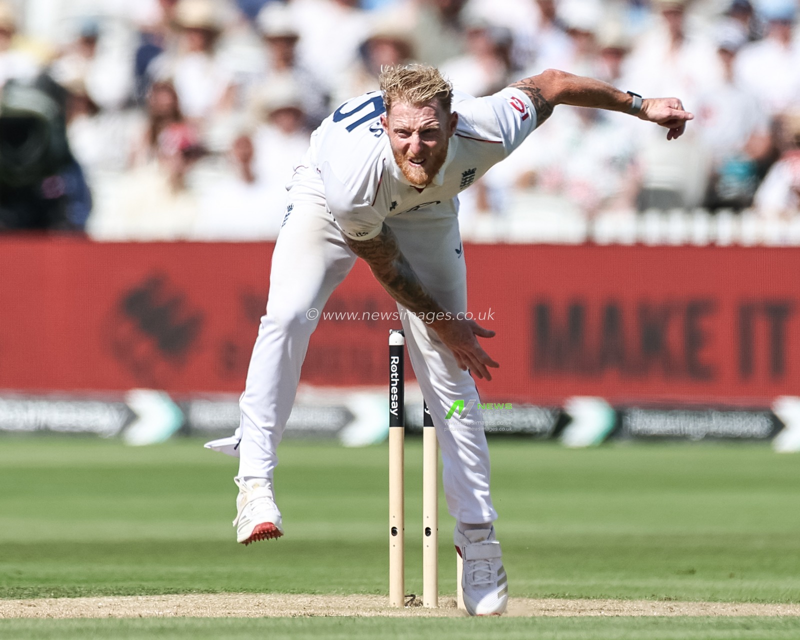 England captain Ben Stokes delivers the ball during the 3rd Rothesay Test Match Day 3 England v India at Lords, London, United Kingdom, 12th July 2025

(Photo by Mark Cosgrove/News Images)
