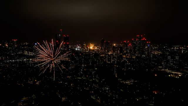 Fireworks across the skies of Manchester for New Years Day