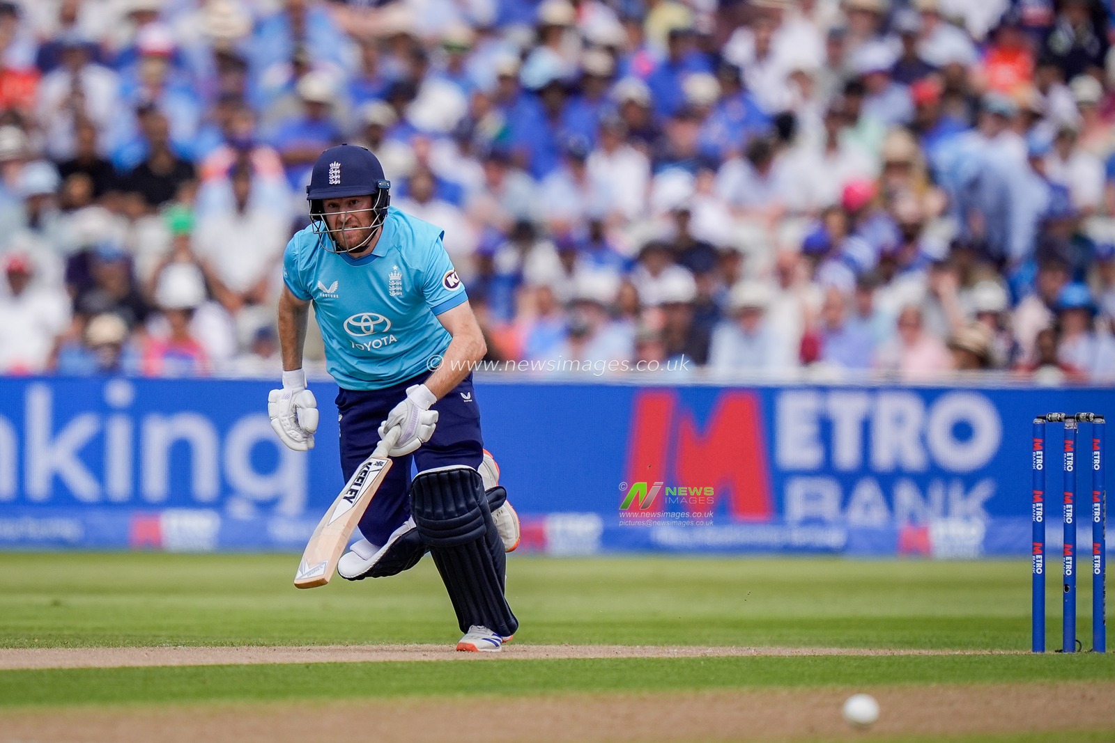 Liam Dawson of England hits a four during the 1st Metro Bank ODI match England vs India at Edgbaston, Birmingham, United Kingdom on 14 July 2026

(Photo by Maynard Manyowa/News Images)