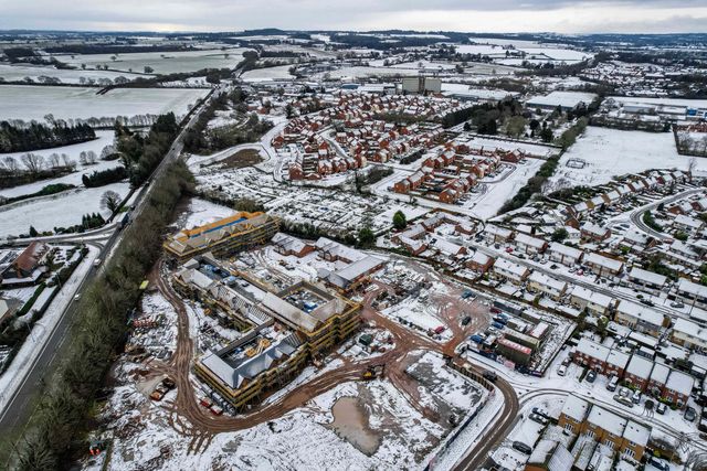 Aerial views show a new assisted living accommodation in Newport, Shropshire, after Storm Goretti, United Kingdom, January 9, 2026

(Photo by Euan Manning/News Images)

*** GER AUT SUI OUT ***