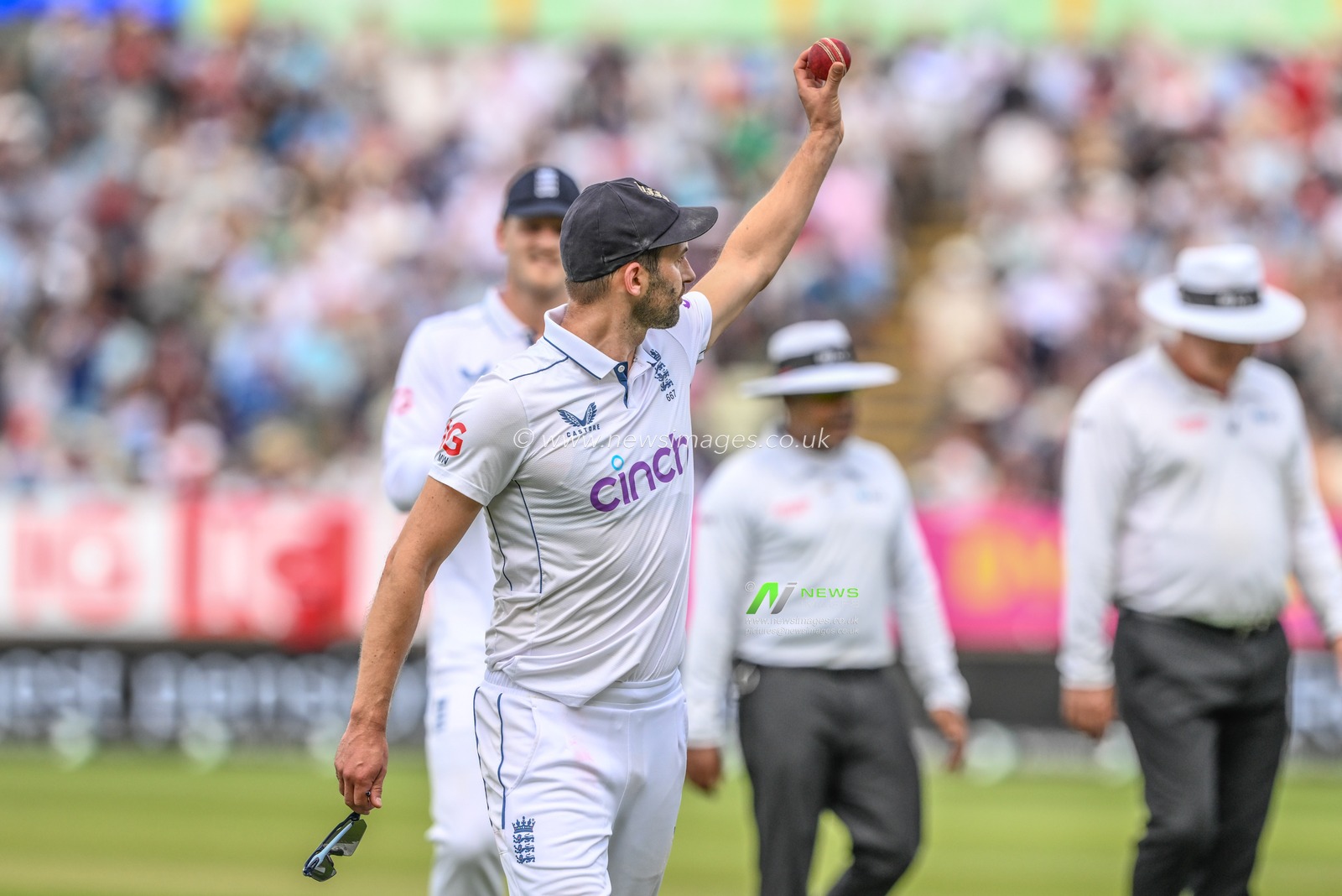 Mark Wood of England celebrates the wicket of Shamar Joseph of West Indies during the 3rd Rothesay Test Match Day 3 England vs West Indies at Edgbaston, Birmingham, United Kingdom, 28th July 2024

(Photo by Craig Thomas/News Images)