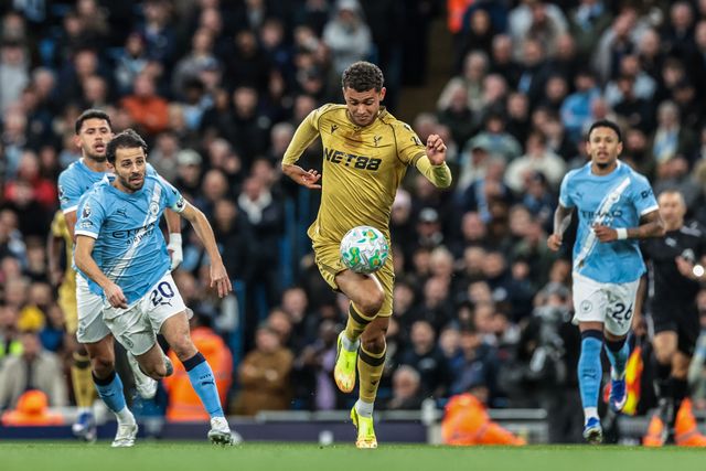 Brennan Johnson of Crystal Palace breaks with the ball during the Premier League match Manchester City vs Crystal Palace at Etihad Stadium, Manchester, United Kingdom on 13 May 2026

(Photo by Mark Cosgrove/News Images)