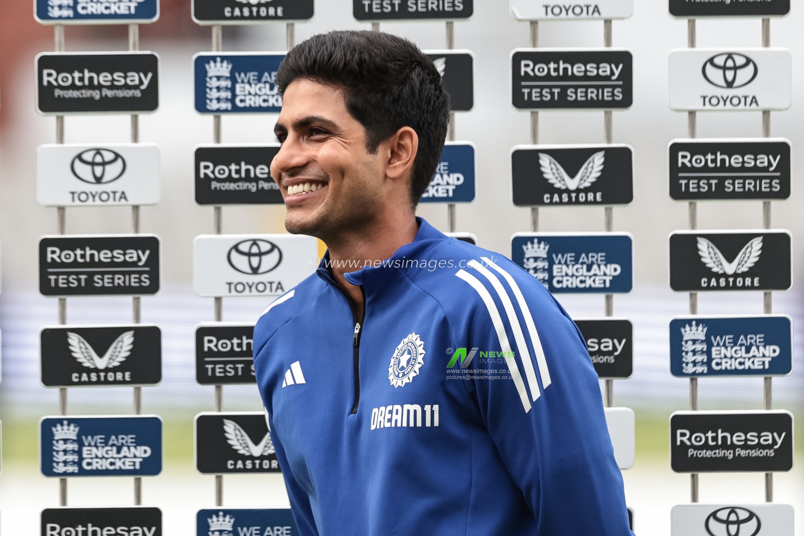India captain Shubman Gill during the 4th Rothesay Test Match Day 5 England vs India at Old Trafford Cricket Ground, Manchester, United Kingdom, 27th July 2025

(Photo by Mark Cosgrove/News Images)