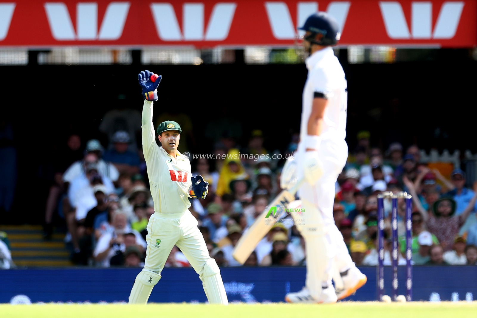  Alex Carey of Australia  appeals during the day 4 of the Second Test in the NRMA Insurance Ashes Series Australia vs England at The Gabba, Brisbane Cricket Ground, Brisbane, Australia, 7th December 2025

(Photo by Pat Hoelscher/News Images)

*** GER AUT SUI OUT ***