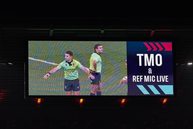 TMO and Referee Paul Williams wave away Simione Kuruvoli of Fiji’s try, NO TRY during the Quilter Nations Series 2025 match England vs Fiji at Allianz Stadium, Twickenham, United Kingdom, 8th November 2025

(Photo by Mark Cosgrove/News Images)

*** GER AUT SUI OUT ***