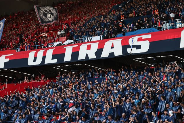 The Collectif Ultras Paris fans sing and dance ahead of kickoff during the UEFA Champions League Quarter Finals match Paris Saint-Germain vs Liverpool at Parc des Princes, Paris, France on 08 April 2026

(Photo by Alfie Cosgrove/News Images)