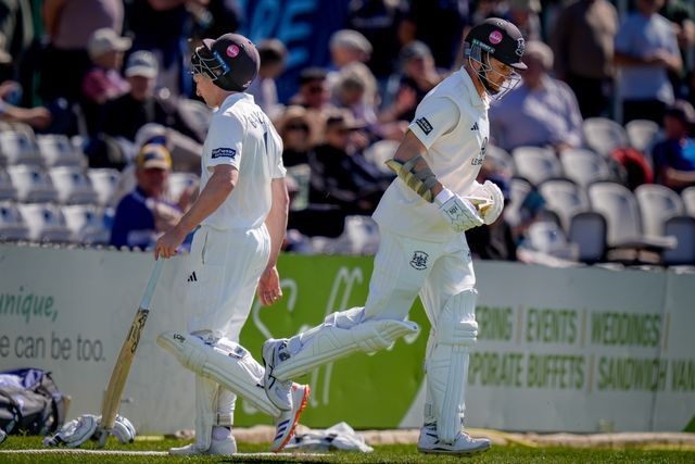 Cameron Bancroft of Gloucestershire walks off after being caught by Shoaib Bashir during the County Championship Division Two Derbyshire vs Gloucestershire at The Central Co-Op County Ground, Derby, United Kingdom on 24 April 2026

(Photo by Maynard Manyowa/News Images)