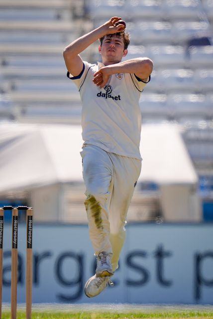 Martin Andersson delivers the ball during the County Championship Division Two Derbyshire vs Gloucestershire at The Central Co-Op County Ground, Derby, United Kingdom on 24 April 2026

(Photo by Maynard Manyowa/News Images)