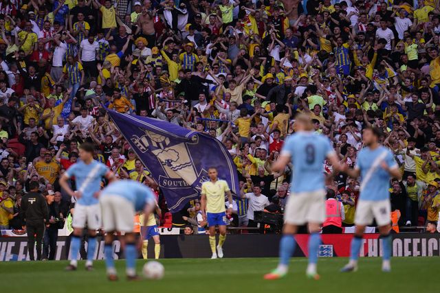 Southampton fans celebrate goal during the Emirates FA Cup Semi-Final match Manchester City vs Southampton at Wembley Stadium, London, United Kingdom on 25 April 2026

(Photo by Harvey Murphy/News Images)