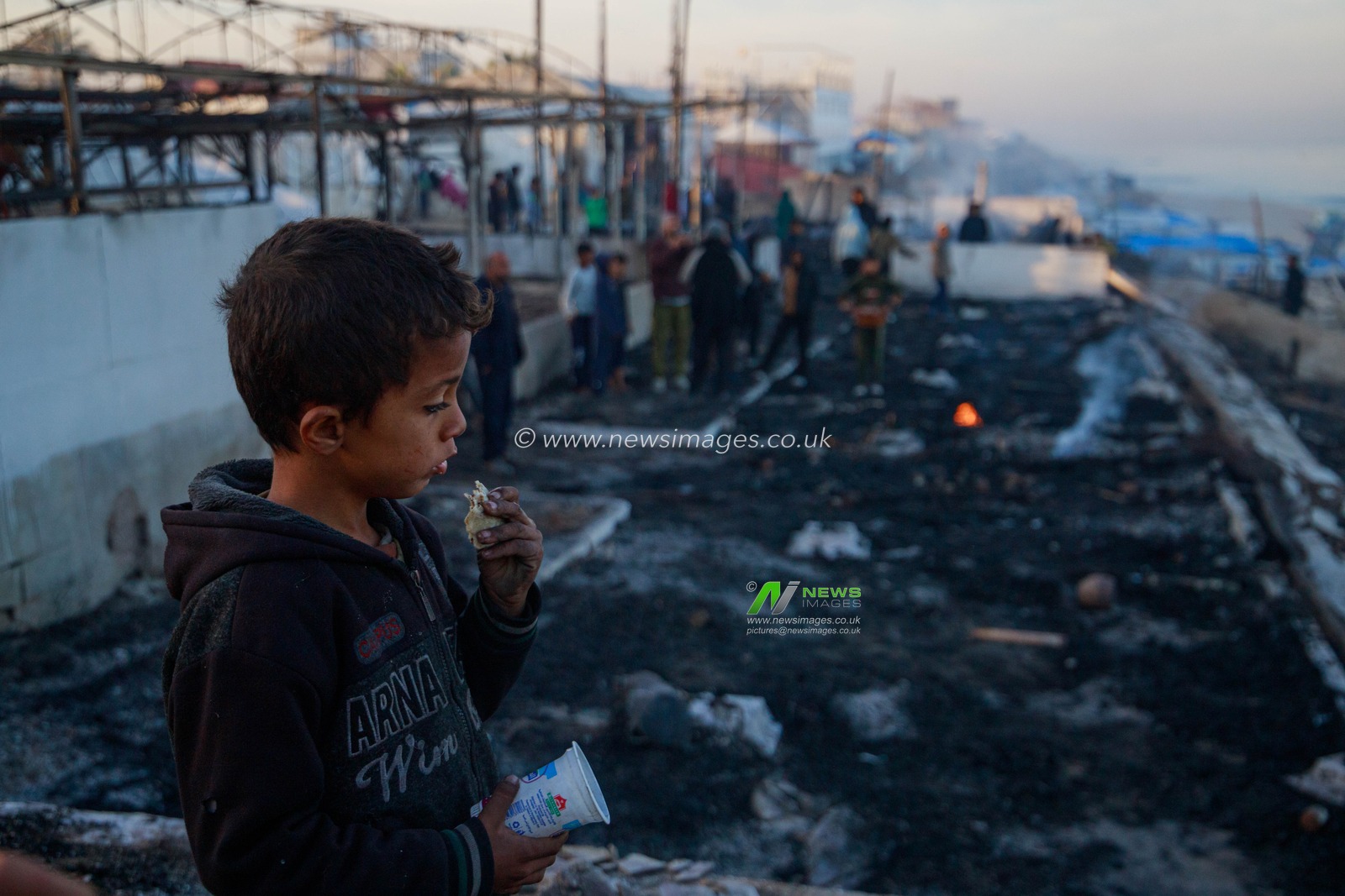 Scenes of the extensive destruction caused by the Israeli bombing that targeted Lorance CafÃ© and Cafeteria on the beach of Deir al-Balah city in the central Gaza Strip at dawn on the 466th day of the war on Gaza.(Photo: Mohammed Skaik/News Images)