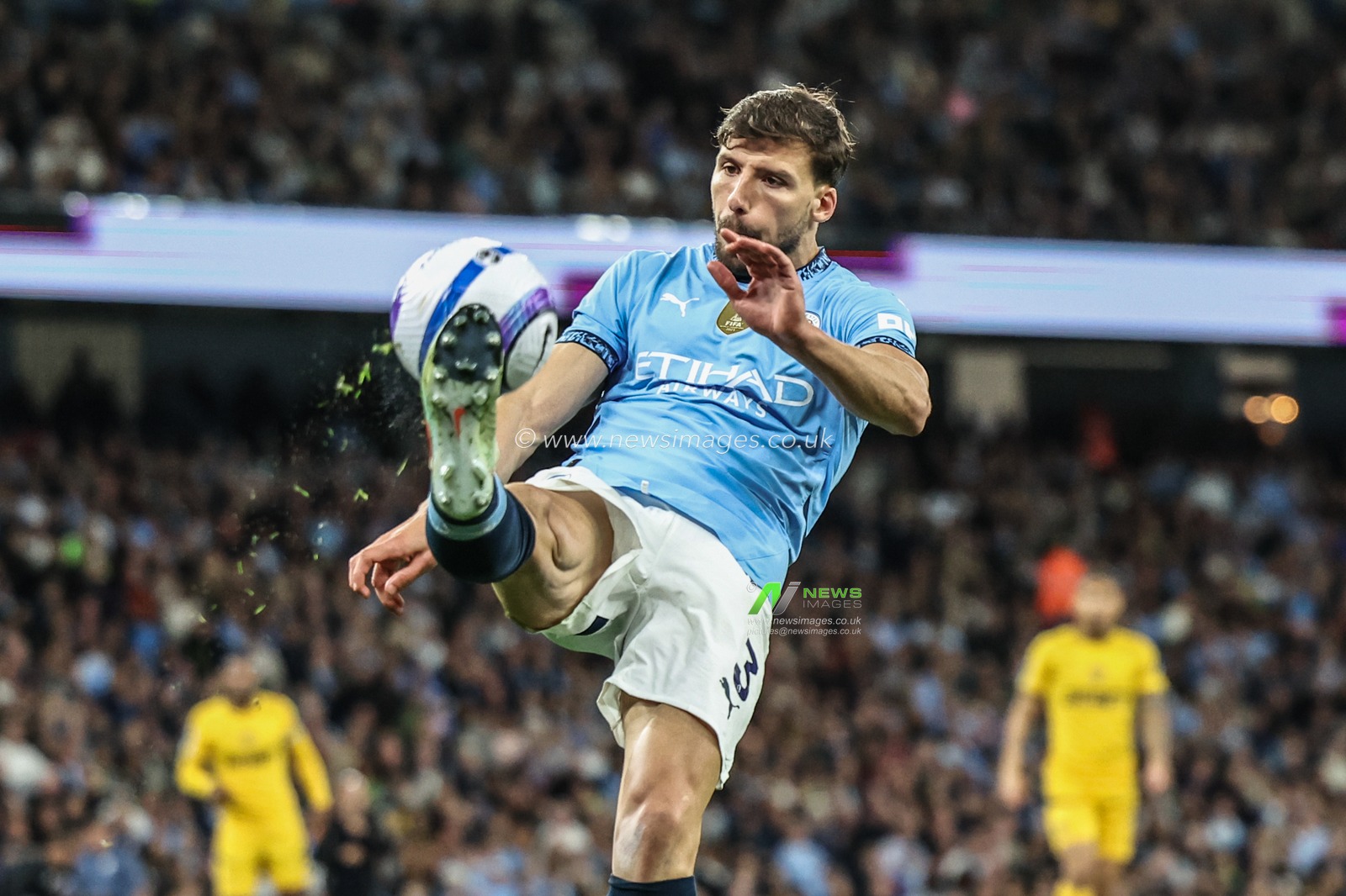 RÃºben Dias of Manchester City clears the ball during the Premier League match Manchester City vs Wolverhampton Wanderers at Etihad Stadium, Manchester, United Kingdom, 2nd May 2025

(Photo by Mark Cosgrove/News Images)