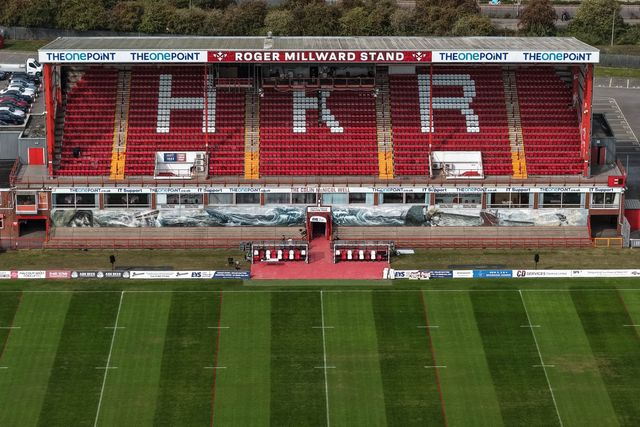 An general aerial view of the Sewell Group Craven Park during the Betfred Super League Round 25 match Hull KR vs Hull FC at Sewell Group Craven Park, Kingston upon Hull, United Kingdom, 7th September 2025

(Photo by Mark Cosgrove/News Images)