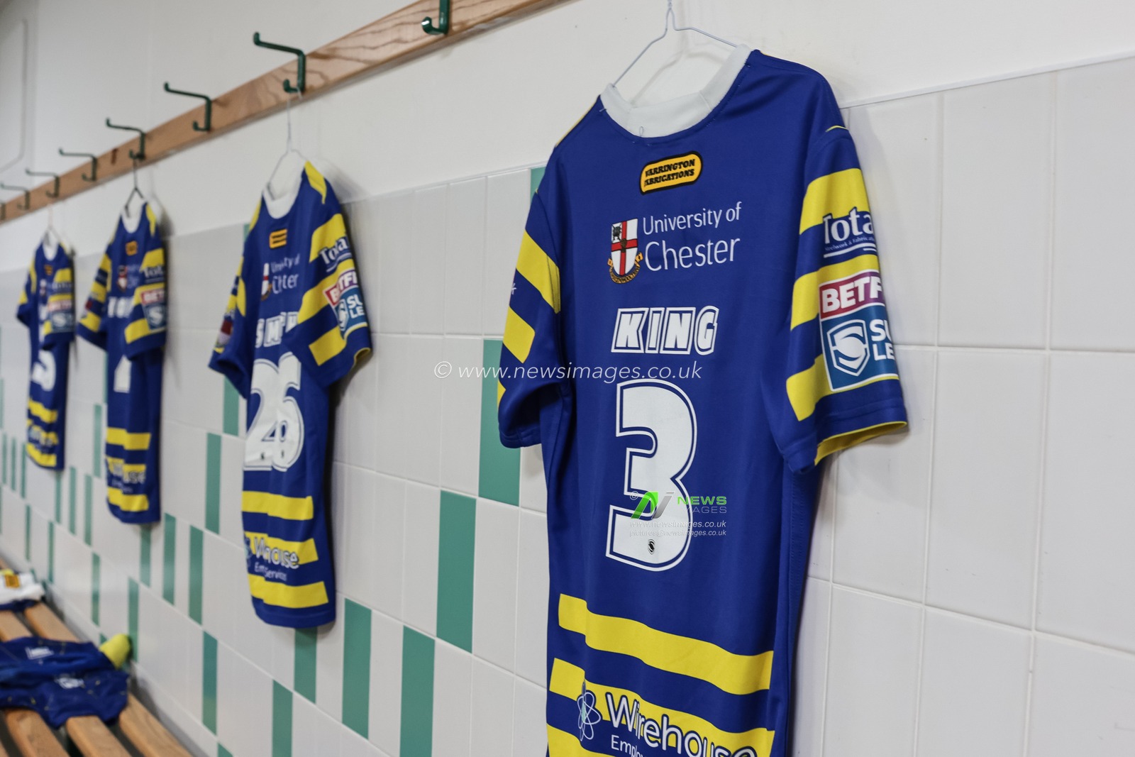 The shirt of Toby King of Warrington Wolves on his 200th Warrington appearance during the Betfred Super League round 18 match Wigan Warriors vs Warrington Wolves at The Brick Community Stadium, Wigan, United Kingdom on 10 July 2026

(Photo by Mark Cosgrove/News Images)