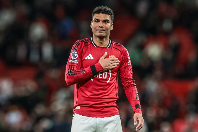 Casemiro of Manchester United celebrates the win with the fans during the Premier League match Manchester United vs Brentford at Old Trafford, Manchester, United Kingdom on 27 April 2026

(Photo by Mark Cosgrove/News Images)