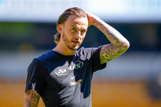James Maddison of Tottenham Hotspur inspects the pitch prior to kick off during the Premier League match Wolverhampton Wanderers vs Tottenham Hotspur at Molineux, Wolverhampton, United Kingdom on 25 April 2026

(Photo by Maynard Manyowa/News Images)