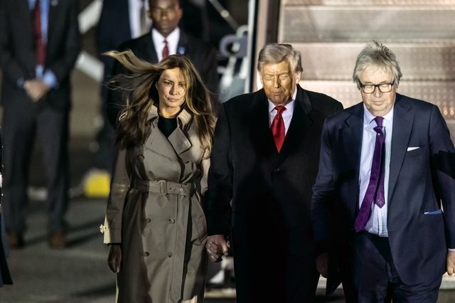 President Donald Trump and First Lady Melania Trump depart the Air Force one during the US President Donald Trump's state visit to the United Kingdom at London Stansted Airport, Stansted, United Kingdom, 16th September 2025

(Photo by Alfie Cosgrove/News Images)