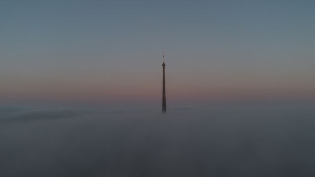 The sun rises over Emley Moor transmitting station, Huddersfield, United Kingdom, 6th April 2025

(Photo by Alfie Cosgrove/News Images)