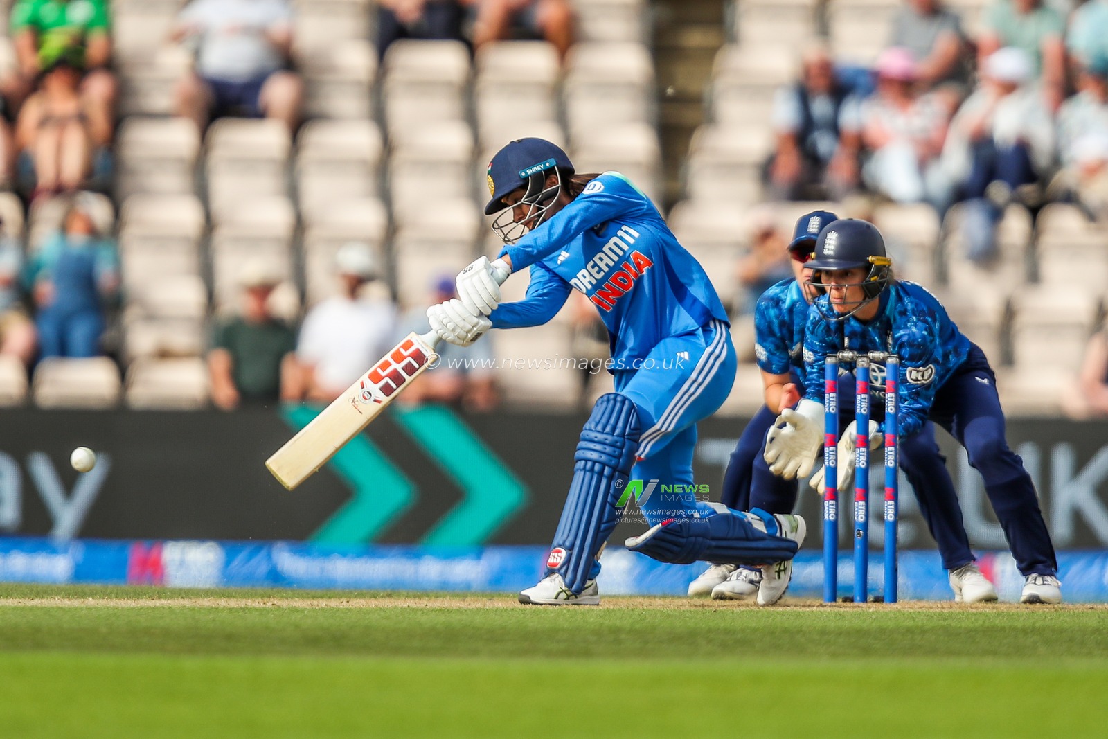 Harleen Deol of India bats during the 1st Metro Bank One Day International match England Women vs India Women at The Utilita Bowl, Southampton, United Kingdom, 16th July 2025

(Photo by Izzy Poles/News Images)
