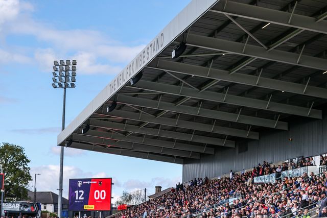 A general view of the Neil Fox MBE stand as Wakefield Trinity lead 12-0 during the Betfred Super League round 8 match Wakefield Trinity vs Bradford Bulls at DIY Kitchens Stadium, Wakefield, United Kingdom on 18 April 2026

(Photo by Alfie Cosgrove/News Images)