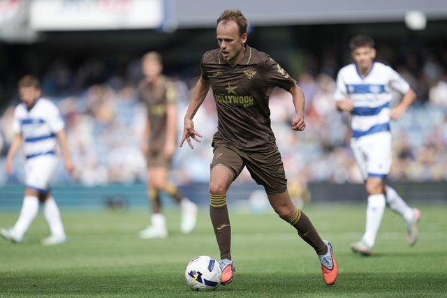 Mikkel Damsgaard of Brentford on the ball during the Pre-season friendly match Queens Park Rangers vs Brentford at Kiyan Prince Foundation Stadium, London, United Kingdom, 2nd August 2025

(Photo by Harvey Murphy/News Images)
