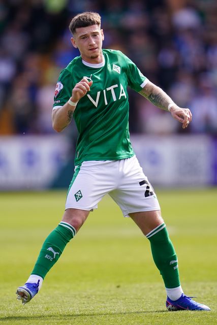 Louie Barry of Stockport County during the Sky Bet League One Playoffs Semi-Final match Stevenage vs Stockport County at Lamex Stadium, Stevenage, United Kingdom on 09 May 2026

(Photo by Harvey Murphy/News Images)