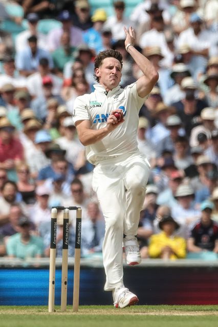 Nathan Smith of New Zealand delivers the ball during the 2nd Rothesay Test Match Day 4 match England vs New Zealand at The Kia Oval, London, United Kingdom on 20 June 2026

(Photo by Mark Cosgrove/News Images)