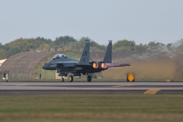 United States Air Force F-15 Strike Eagles take off at RAF Lakenheath on training exercises at RAF Lakenheath, United Kingdom, 11th September 2025

(Photo by Mark Cosgrove/News Images)