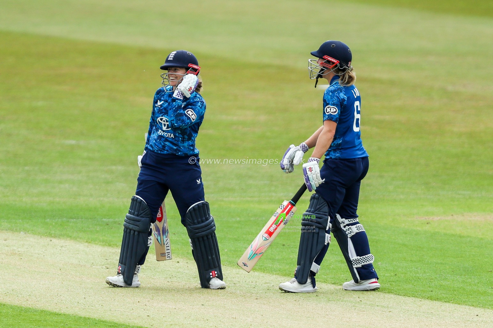 Tammy Beaumont of England Women celebrates a century during the 2nd Metro Bank ODI Day International England Women v West Indies Women at Uptonsteel County Ground, Leicester, United Kingdom, 4th June 2025

(Photo by Izzy Poles/News Images)