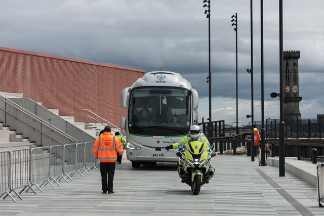 Warrington Wolves team coach arrives during the Betfred Super League Magic Weekend match Leigh Leopards vs Warrington Wolves at Hill Dickinson Stadium, Liverpool, United Kingdom on 04 July 2026

(Photo by Mark Cosgrove/News Images)