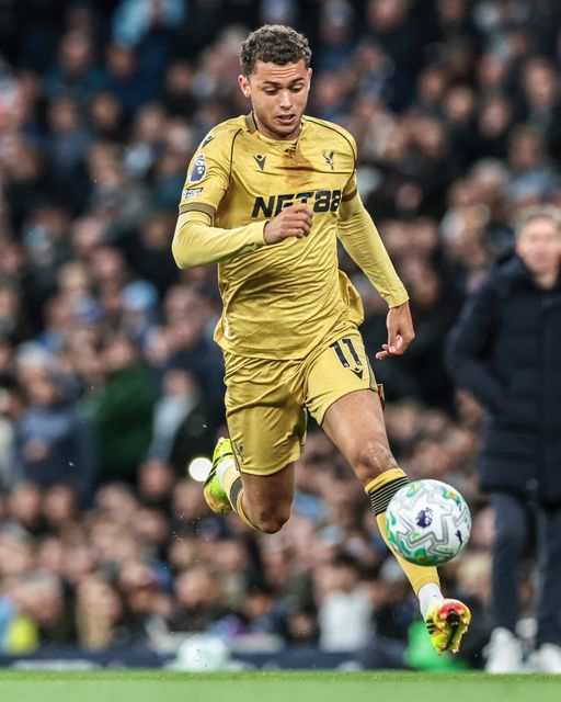 Brennan Johnson of Crystal Palace breaks with the ball during the Premier League match Manchester City vs Crystal Palace at Etihad Stadium, Manchester, United Kingdom on 13 May 2026

(Photo by Mark Cosgrove/News Images)