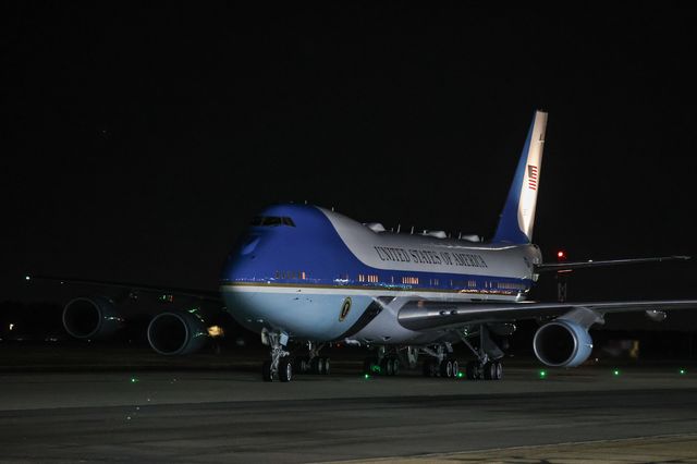 Air Force One arrives at London Stansted for the US President Donald Trump's state visit to the United Kingdom at London Stansted Airport, Stansted, United Kingdom, 16th September 2025

(Photo by Alfie Cosgrove/News Images)