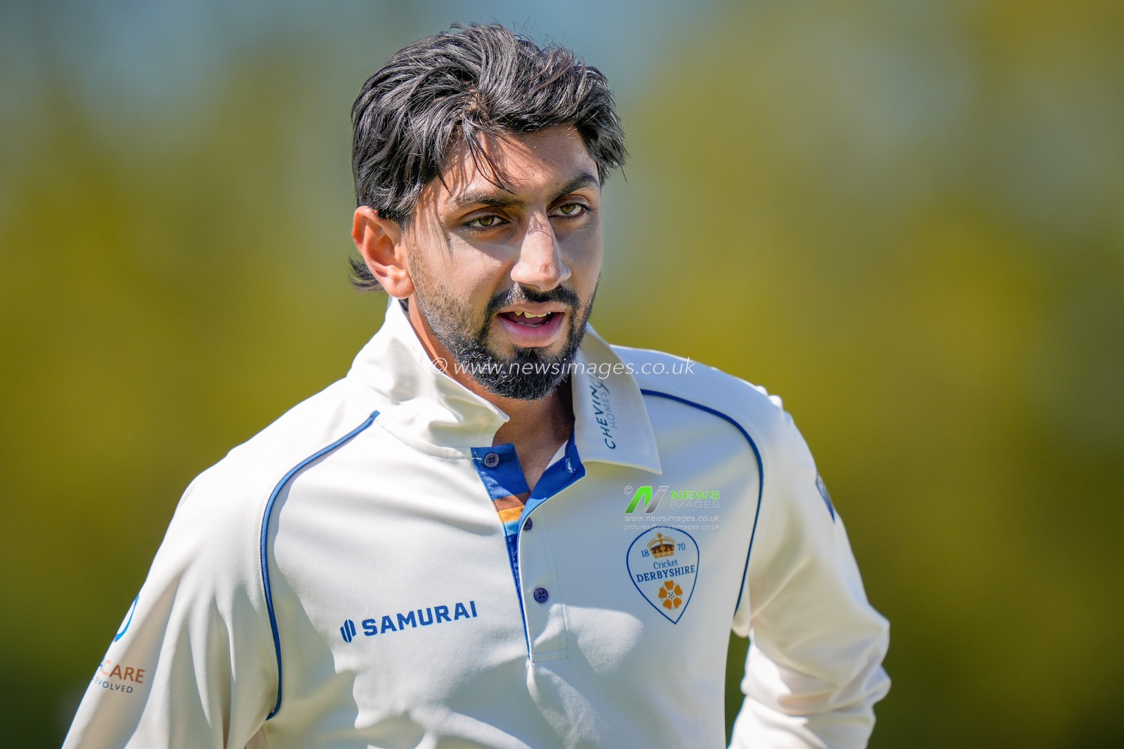 Shoaib Bashir of Derbyshire during the County Championship Division Two Derbyshire vs Gloucestershire at The Central Co-Op County Ground, Derby, United Kingdom on 24 April 2026

(Photo by Maynard Manyowa/News Images)