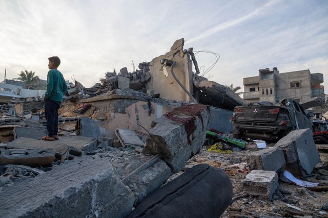 11 were killed and several injured as a result of an Israeli airstrike targeting the home of the Shahin family last night in Deir al-Balah. The house, which consisted of several floors, was destroyed on top of its residents.(Photo: Mohammed Skaik/News Images)