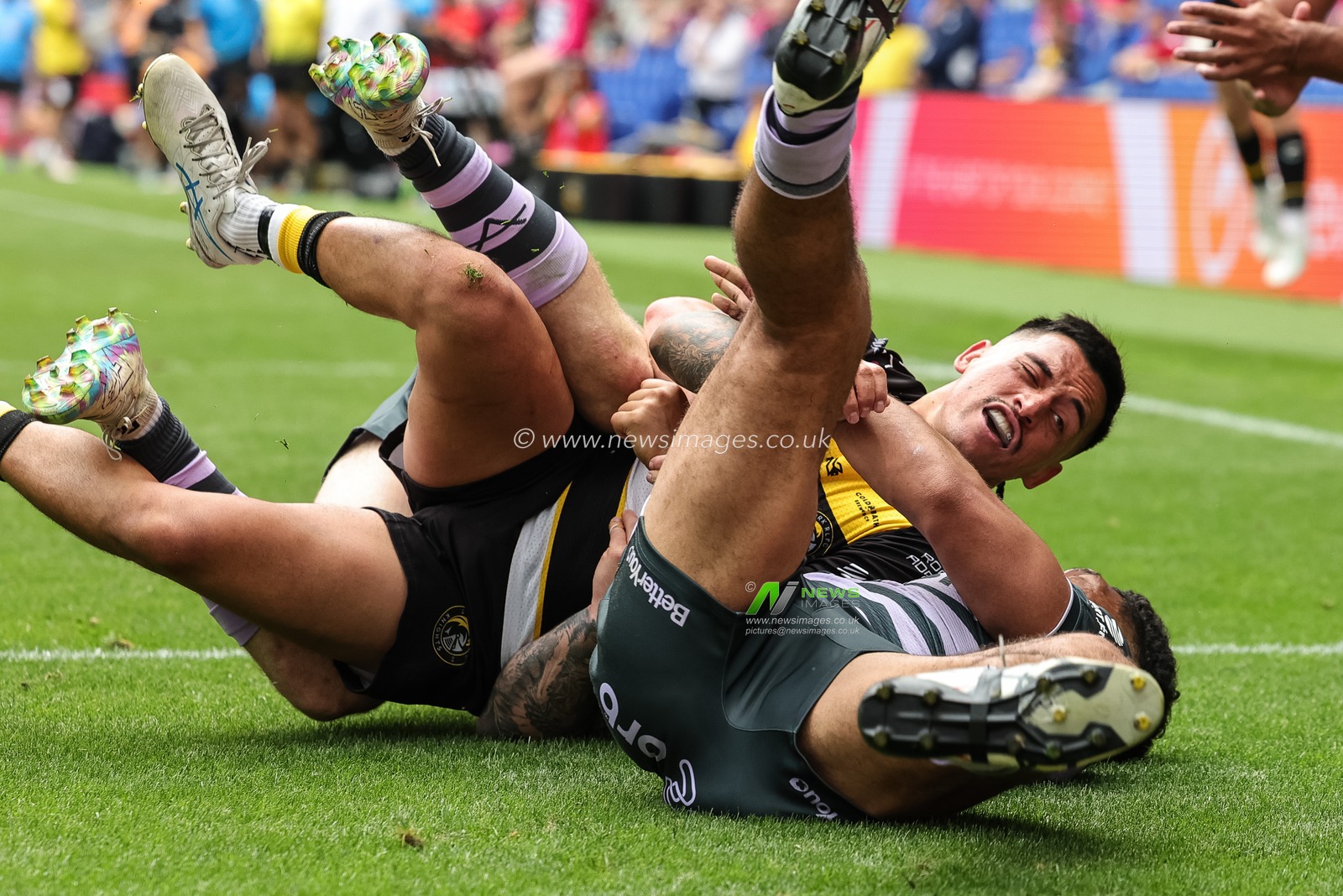 Nikau Williams of York Knights goes over for a try during the Betfred Super League Magic Weekend match Huddersfield Giants vs York Knights at Hill Dickinson Stadium, Liverpool, United Kingdom on 04 July 2026

(Photo by Mark Cosgrove/News Images)