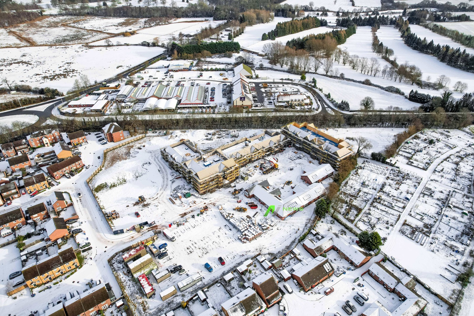 Aerial views of a new assisted living accommodation in Newport, Telford and Wrekin at 6th January 2026

(Photo by Euan Manning/News Images)

*** GER AUT SUI OUT ***