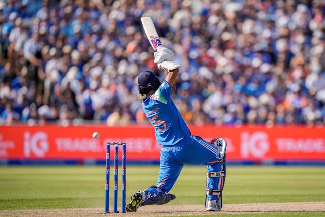 Washington Sundar of India hits a four during the 1st Metro Bank ODI match England vs India at Edgbaston, Birmingham, United Kingdom on 14 July 2026

(Photo by Maynard Manyowa/News Images)