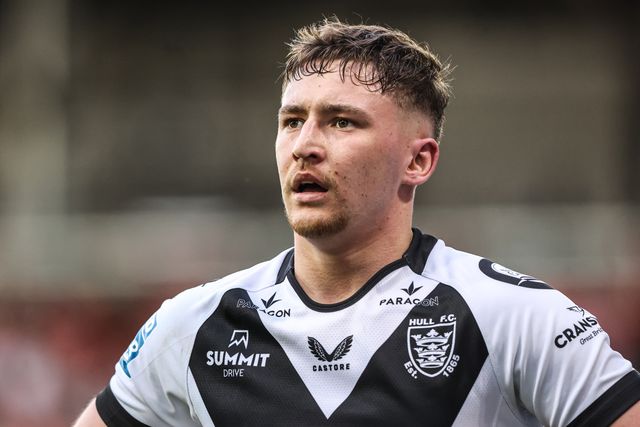 Will Hutchinson of Hull FC during the Betfred Super League round 12 match Leigh Leopards vs Hull FC at Leigh Sports Village, Leigh, United Kingdom on 22 May 2026

(Photo by Alfie Cosgrove/News Images)